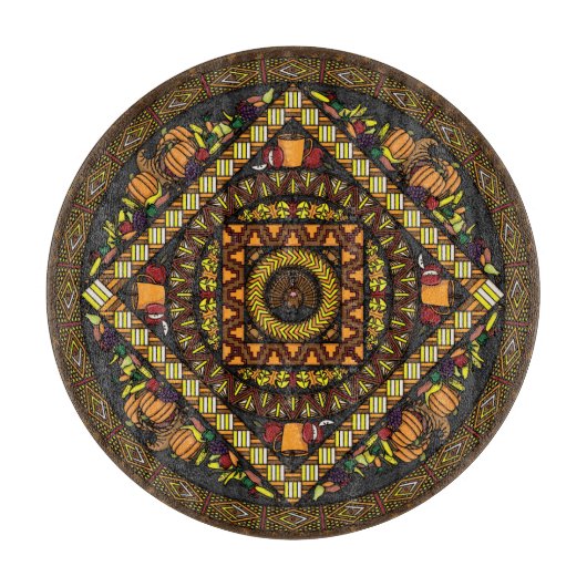 Thanksgiving Icons Glass Cutting Board Snijplank (Voorkant)