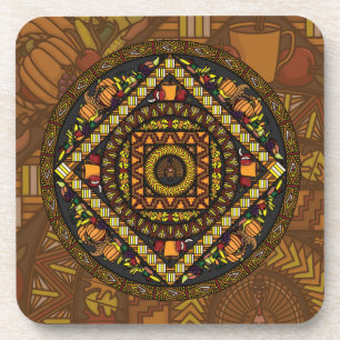 Thanksgiving Icons Vierkante Onderzetter