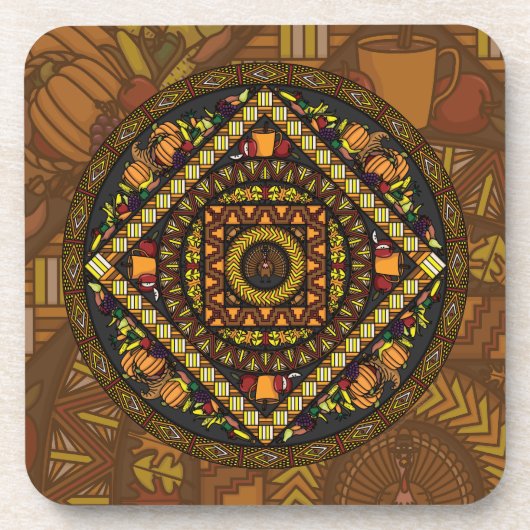 Thanksgiving Icons Vierkante Onderzetter (Voorkant)