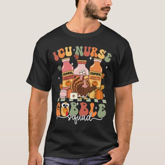 Thanksgiving Icu Verpleegster Gobble Squad Fall Sc T-shirt (Voorkant)