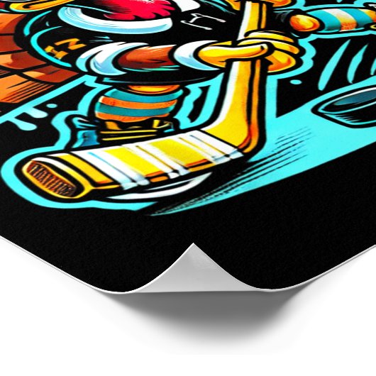 Thanksgiving IJshockey Turkije Dag Herfst Poster (Hoek)