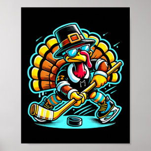 Thanksgiving IJshockey Turkije Dag Herfst Poster