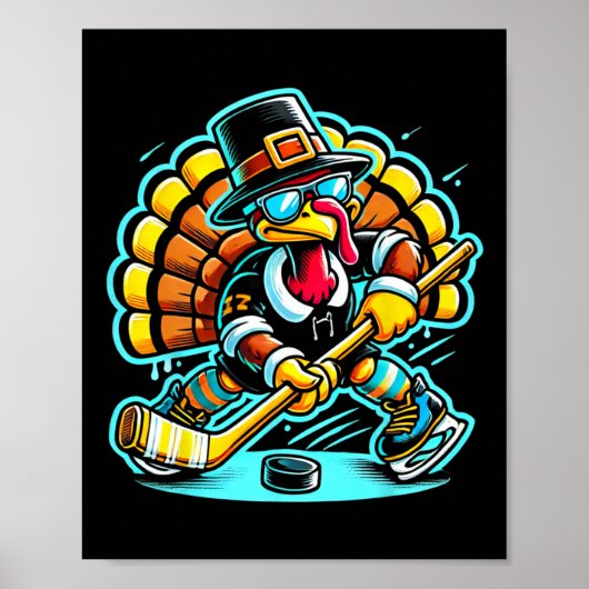 Thanksgiving IJshockey Turkije Dag Herfst Poster (Voorkant)