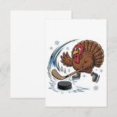 Thanksgiving ijshockey Turkije Gobbler Bedankkaart (Voorkant / Achterkant)