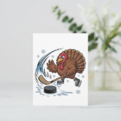 Thanksgiving ijshockey Turkije Gobbler Feestdagenkaart (Staand voorkant)