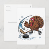 Thanksgiving ijshockey Turkije Gobbler Feestdagenkaart (Voorkant / Achterkant)