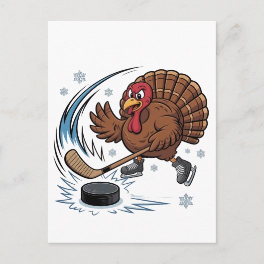 Thanksgiving ijshockey Turkije Gobbler Feestdagenkaart (Voorkant)