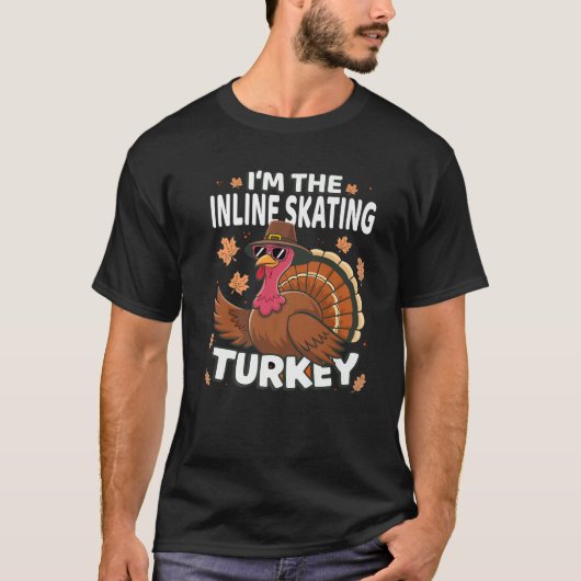 Thanksgiving Ik ben de Inline Skating Turkije fami T-shirt (Voorkant)