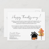 Thanksgiving in de handel brengen van onroerend go feestdagenkaart (Voorkant / Achterkant)