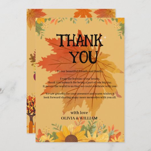 Thanksgiving in het najaar bedankkaart (Voorkant / Achterkant)