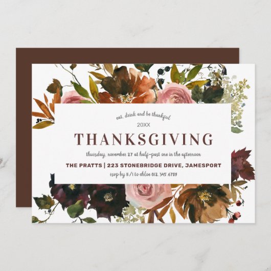 Thanksgiving in het najaar kaart (Voorkant / Achterkant)