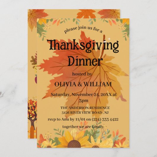 Thanksgiving in het najaar kaart (Voorkant / Achterkant)