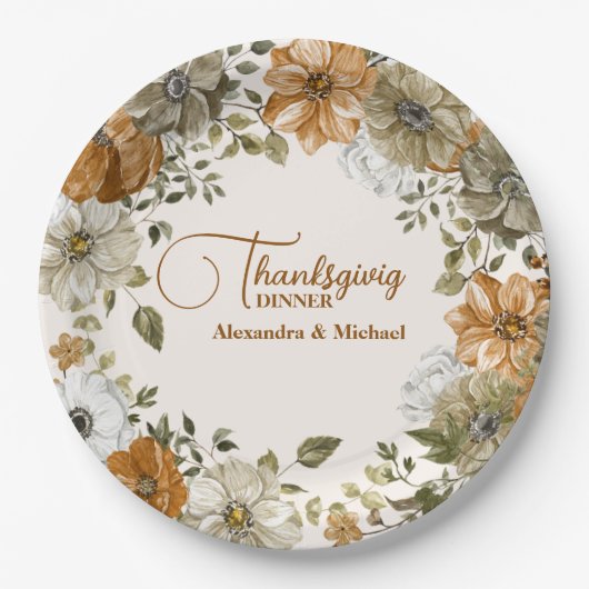 Thanksgiving in het najaar papieren bordje (Voorkant)