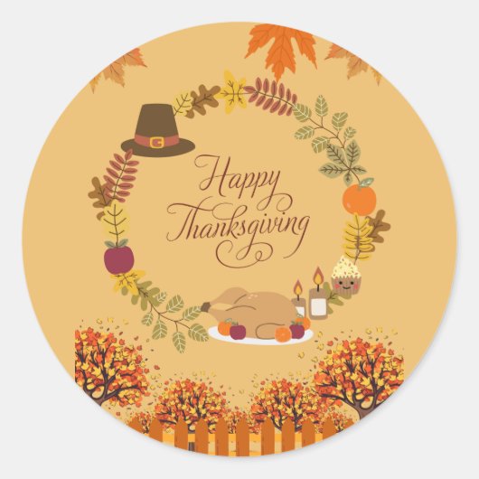 Thanksgiving in het najaar ronde sticker (Voorkant)