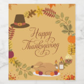 Thanksgiving in het najaar wijn etiket (Enkel label)