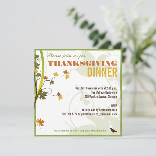 Thanksgiving in kleur Uitnodiging binnenste (Staand voorkant)