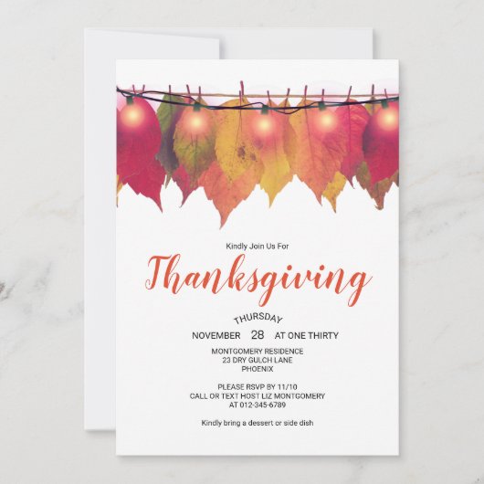 Thanksgiving in najaar laat  verlichting kaart (Voorkant)