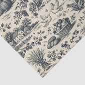 Thanksgiving Indigo Blauw Oogst Toile Tissuepapier (Detail)