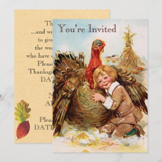 Thanksgiving Invitaties Kaart (Voorkant / Achterkant)