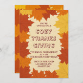 Thanksgiving Invitation – Autumn Leaves Fall  Kaart (Voorkant / Achterkant)