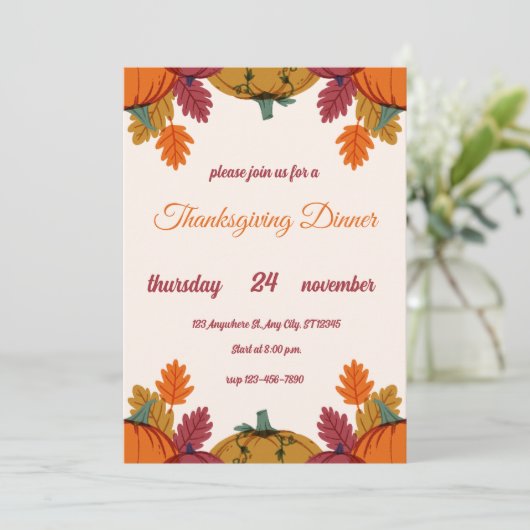 Thanksgiving Invitation Sjabloon Bewerkbare flyer (Staand voorkant)