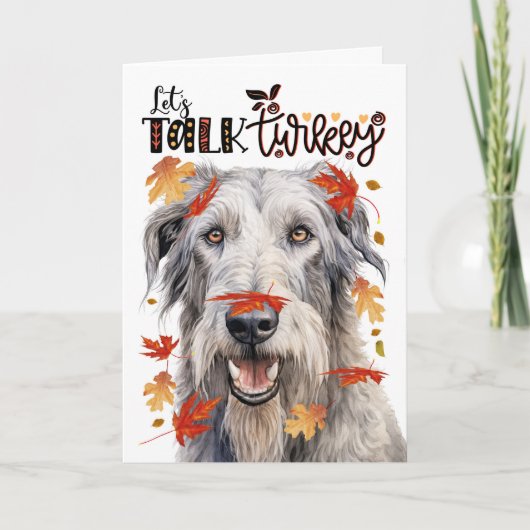 Thanksgiving Irish Wolfhound Dog Laten we het over Feestdagen Kaart (Voorkant)