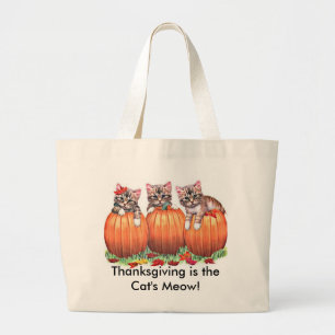 Thanksgiving is de Kat's Meow Grote Tote Bag