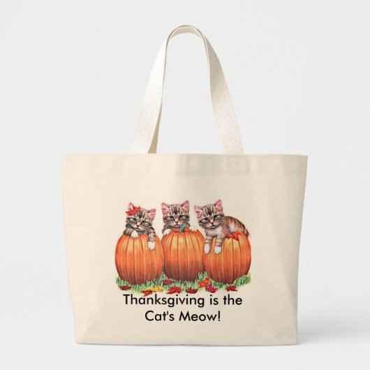 Thanksgiving is de Kat's Meow Grote Tote Bag (Voorkant)