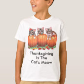 Thanksgiving is het Kinder miauw van de kat T-shirt (Voorkant)