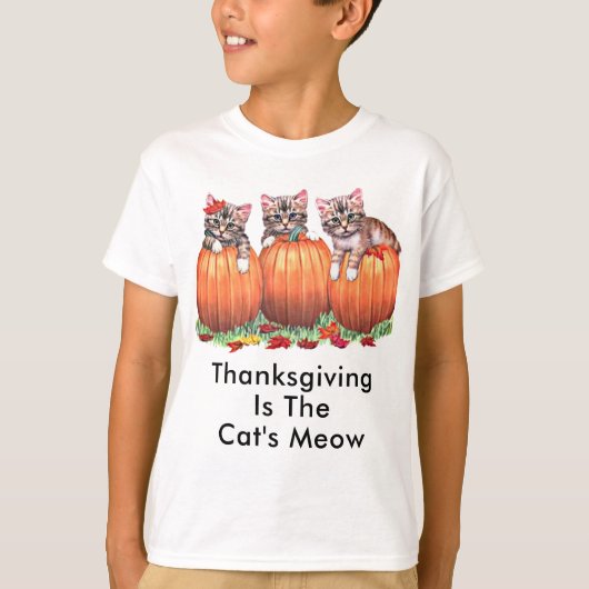 Thanksgiving is het Kinder miauw van de kat T-shirt (Voorkant)