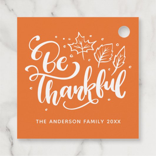 Thanksgiving is het Sinaasappel van het Manuscript Bedankjes Labels (Achterkant)