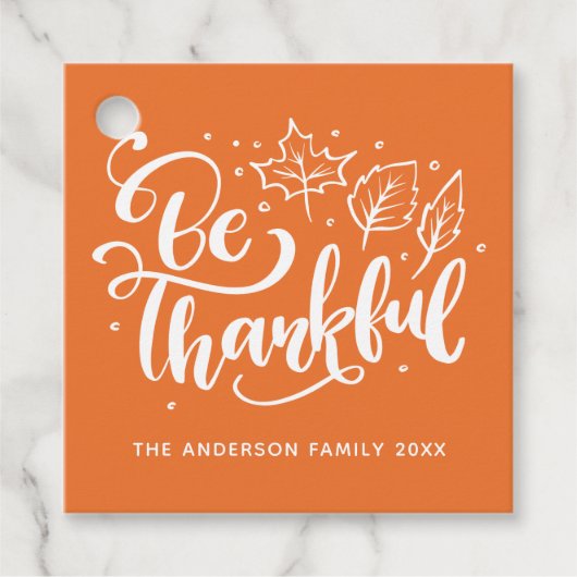 Thanksgiving is het Sinaasappel van het Manuscript Bedankjes Labels (Voorkant)