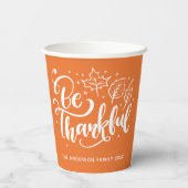 Thanksgiving is het Sinaasappel van het Manuscript Papieren Bekers (Achterkant)