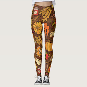 Thanksgiving items: cartoon kleurrijk patroon. leggings