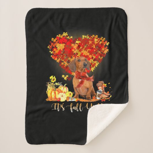 Thanksgiving It's Fall Y'all Dachshund Sherpa Deken (Voorkant)