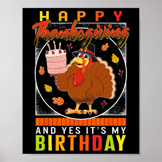 Thanksgiving Ja Het is mijn geboortedag Turkije na Poster (Voorkant)