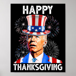 Thanksgiving Joe Biden Vuurwerk Patriottisch 4e va Poster