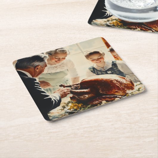 Thanksgiving Joy: een familiefeest Kartonnen Onderzetters (Schuin)