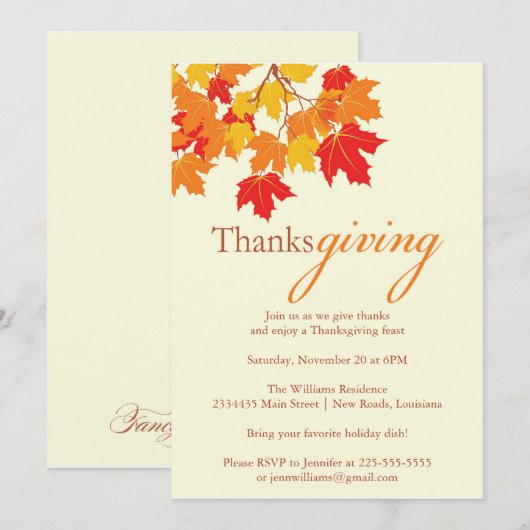 Thanksgiving Kaart (Voorkant / Achterkant)