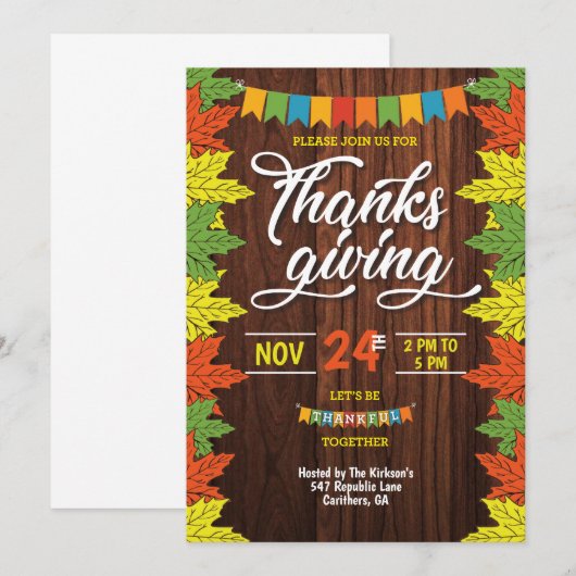 Thanksgiving Kaart (Voorkant / Achterkant)