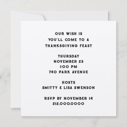 Thanksgiving Kaart (Achterkant)