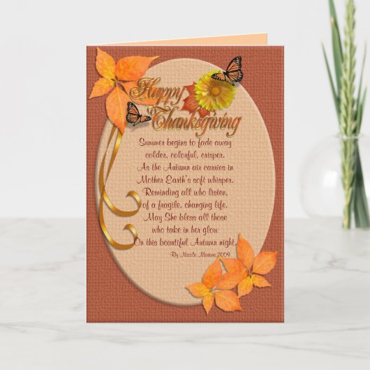 Thanksgiving kaart Autumn ivy met gedicht (Voorkant)