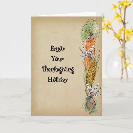 Thanksgiving Kaart met groenten en libellen (Gele Bloem)