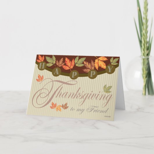Thanksgiving Kaart met Herfst Foliage voor Vriend (Voorkant)