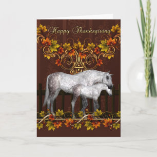 Thanksgiving Kaart met merrie en veulen - paardach