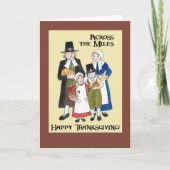 Thanksgiving Kaart met pelgrims - Over de Mijlen (Voorkant)