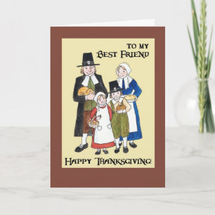 Thanksgiving Kaart met pelgrims voor een beste vri