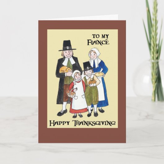 Thanksgiving Kaart met Pilgrims voor financiering (Voorkant)