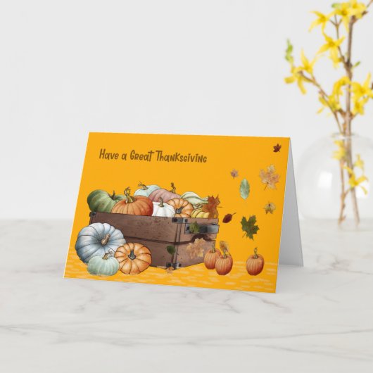 Thanksgiving Kaart met pompoenen en bladeren (Gele Bloem)