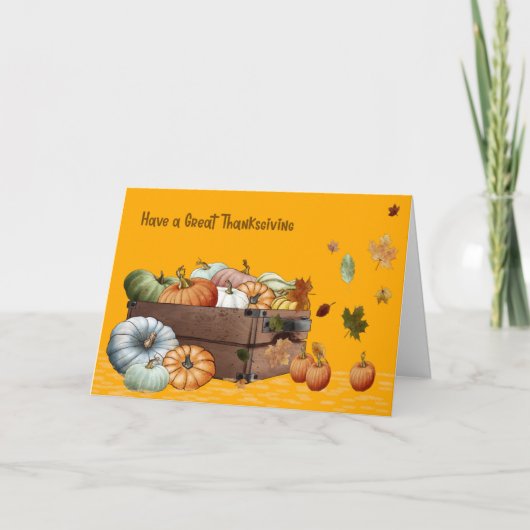Thanksgiving Kaart met pompoenen en bladeren (Voorkant)